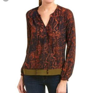 CAbi Orange & Blue Python Patterned Blouse